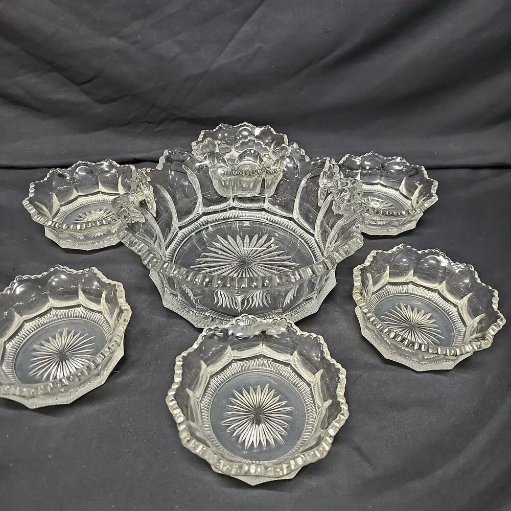 A.H. Heisey & Company 7 Bowl Glass Set Vintage (One Large Six Small)